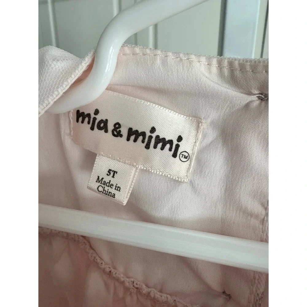 Mia & Mimi Girls Pink Tulle Butterfly Party Dress Silver Foil‎ Tiered 5T Easter